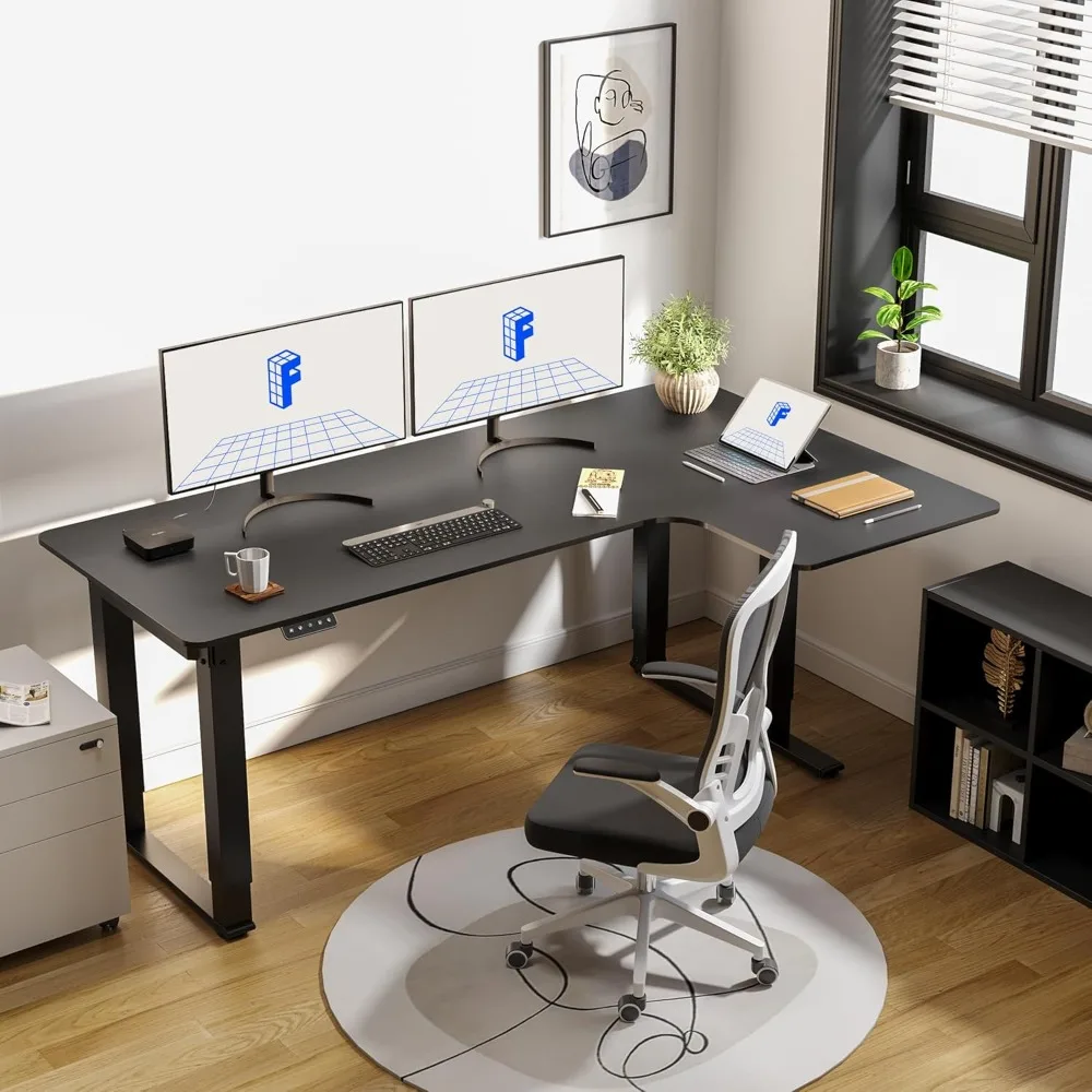 L Shaped Standing Desk 4 Legs Corner Desks Computer Desk Electric Sit Stand Up Height Adjustable Desks Home Office Table