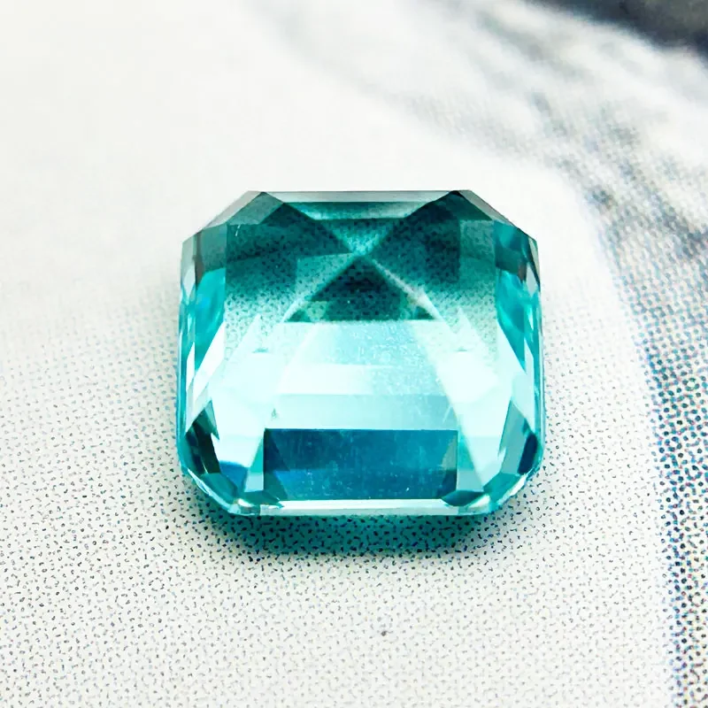 H-Lab gezüchteter Saphir in Paraiba-Farbe, quadratische Form, Asscher-Schliff, VVS1, der Charme der Schmuckherstellung mit Zertifikat, Großhandelspreis – Detail 6