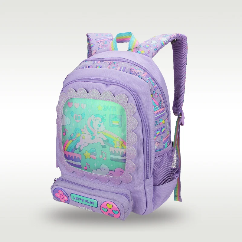 Australia Smiggle hot-selling original children's schoolbag girl backpack purple unicorn cartoon shape school supplies 14 inches