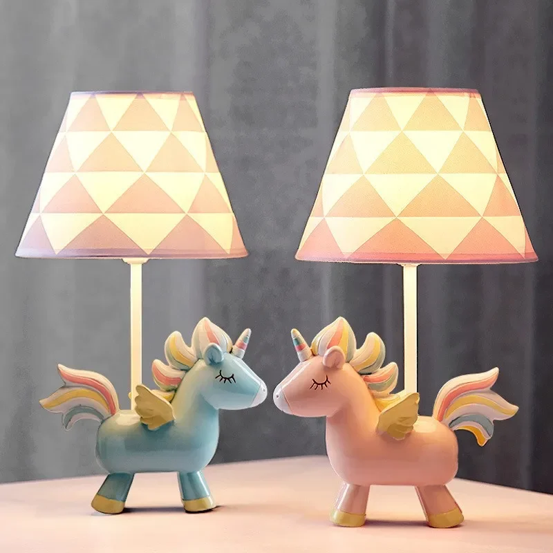 LED Unicorn Table Lamp In Children's Room Desk Lights Nordic Ins Girl Cartoon Bedside Nightlight Room Decor Stand Light Lamparas