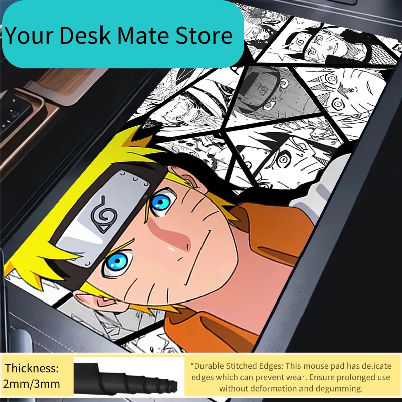 Mouse Pad Japan Anime HD Print Mousepad Laptop Naruto Uzumaki Gaming Keyboard Pad PC Black And White Gamer Cool Desk Mouse Mat