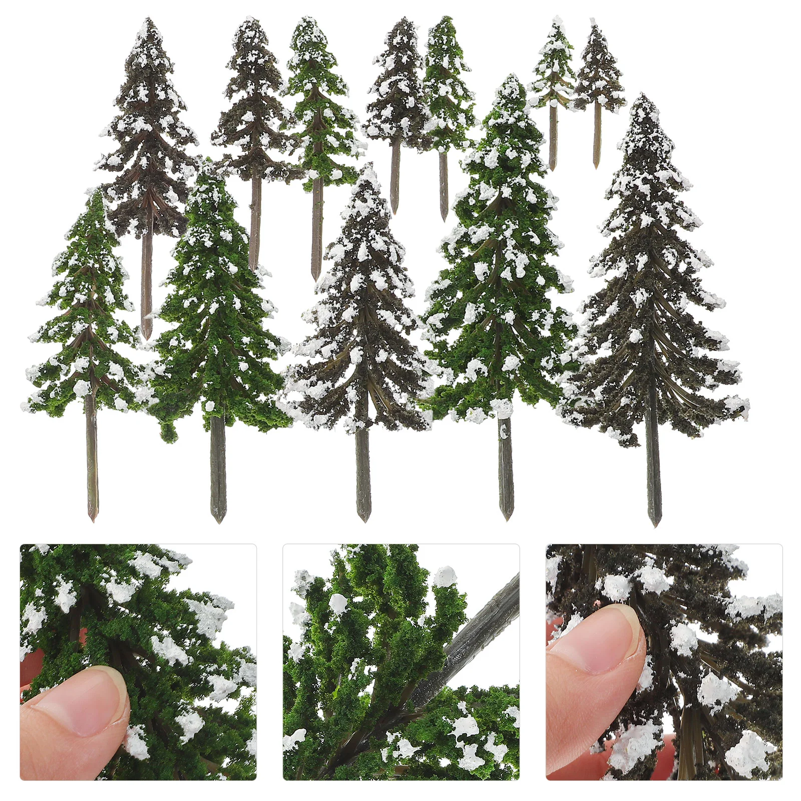 12 Pcs Cedar Sand Table Model Mini Christmas Trees Miniature Plant Decor Pine for Micro Landscape Accessory Sponge Frost Scene