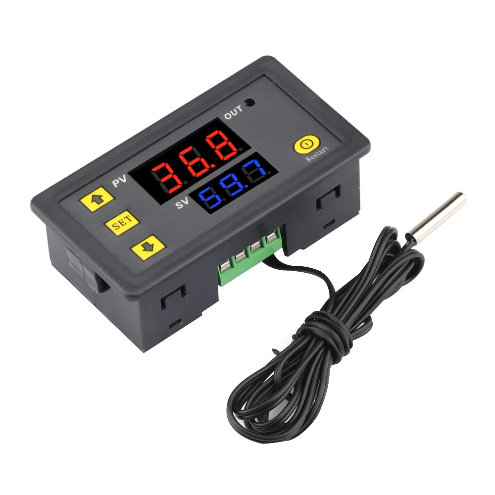 W3230 DC 12V 20A High-precision Digital Temperature Controller Thermostat Red Blue LED Display Temperature Control Relay Output