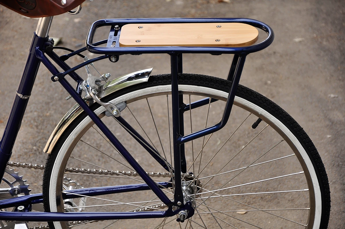 

Retro bicycle integrated bamboo board rear shelf manned bicycle hanger seat tail rack