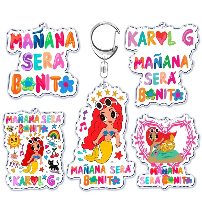 Popular Music Singer Karol G Keychain Ti Manana Sera Bonito Bichota Key Chain Bag Pendant Key Ring Keychains Friends Gifts