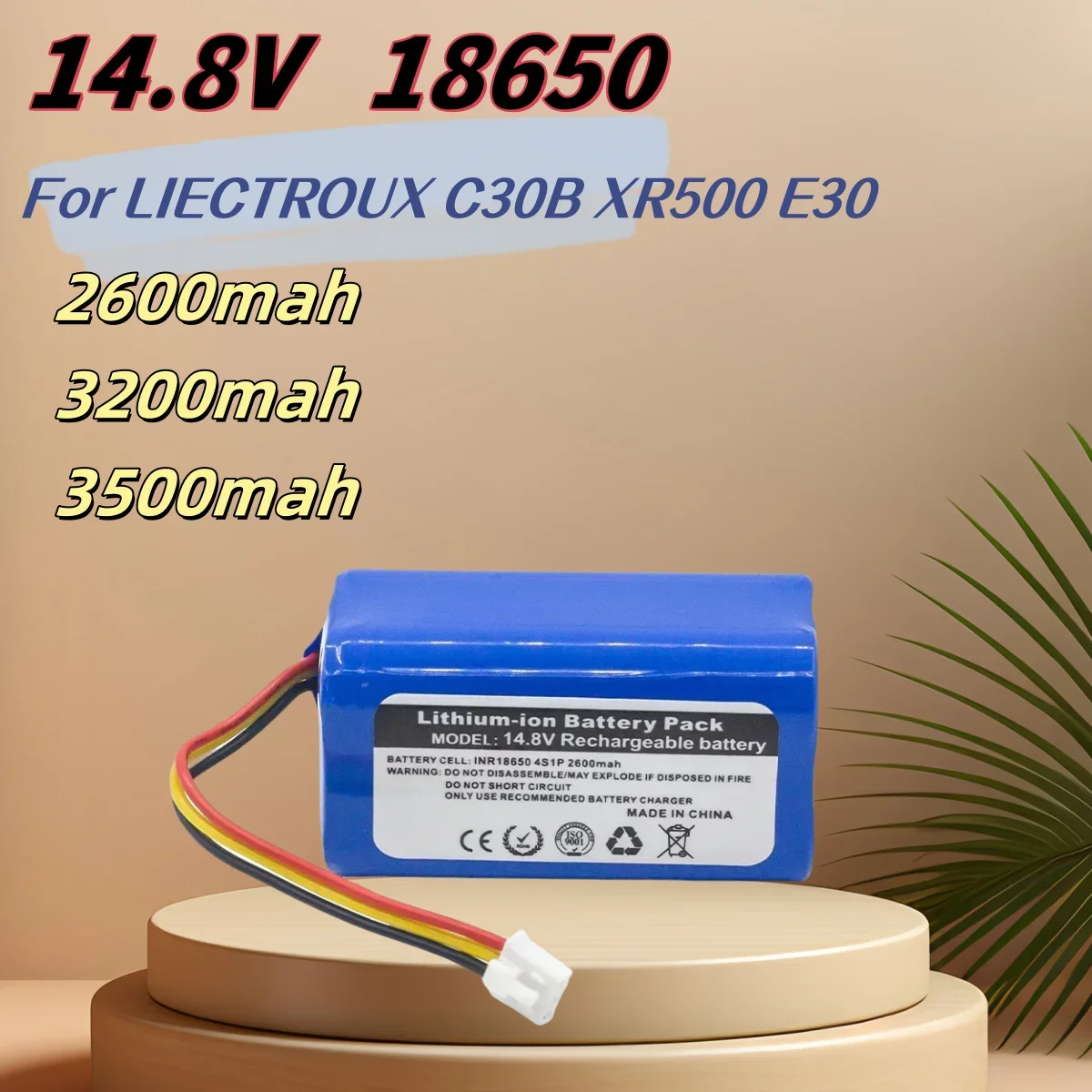 

.14.8V 2600/3200/3500mah li-ion battery For LIECTROUX C30B XR500 E30 Robot Vacuum Cleaner 14.4V C30B battery E30 battery