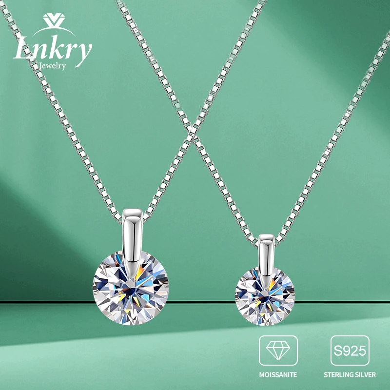

Lnkry Collier Argent 925 Sterling Silver Solitaire Pendant Necklace 6.5MM 8MM Moissanite Diamond Necklaces For Wedding Gift