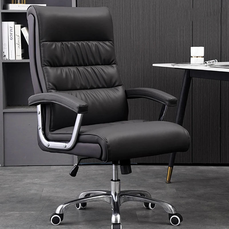 Leather Lumbar Support Office Chair Back Cushion Handle Lounge Swivel Chair Mobile Free Shipping Silla Plegable Home Furniture