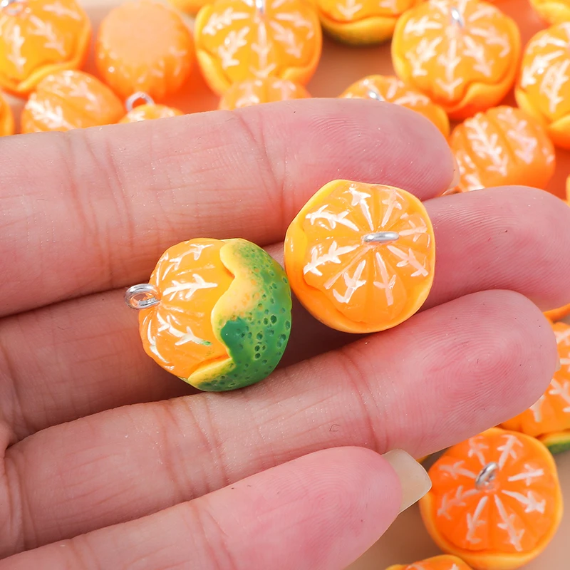 20 Stück Niedliche Frucht-Anhänger aus Harz, Orange-Charms für Schmuckherstellung, DIY Ohrringe, Halsketten, Armbänder, Accessoires – Detail 3