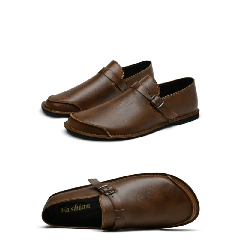 Nouveaux Mocassins en Cuir à Deux Couches pour Hommes, Style Décontracté Quotidien, Surface Douce, Chaussures Plates Adaptées aux Occasions Formelles