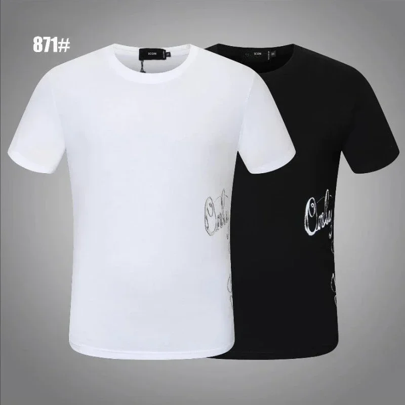 Canadian Lake Summer Men's O-neck Dsq2 T-shirt Slim Short Sleeve Men ICON T Shirt Black and White Simple Top Boyfriend Gift