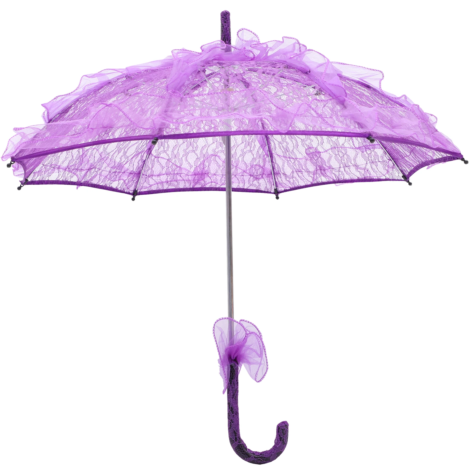 

1pc Lace Parasol Umbrella Wedding Bridal Photo Prop Lightweight Portable Handle For Tea Party Elegant Events Performance