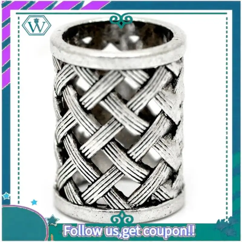 

A09P 3X Vintage Antique Bronze Hair Braid Beard Dreadlock Beads Rings Tube Viking Rune Charm Pendant For DIY Necklace Jewelry