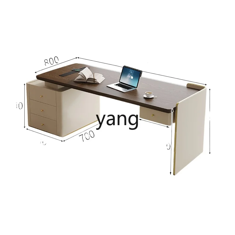 

LH high-end study desk solid wood table cabinet integrated light luxury simple modern home desk