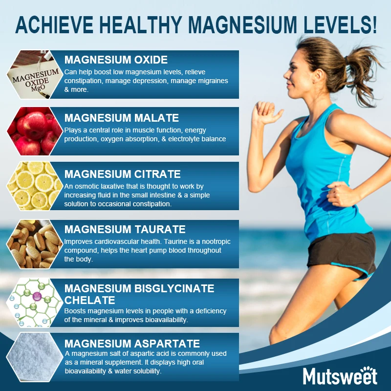 Mutsweet Magnesium Complex Muscle Relaxation Non-GMO Supplement For Leg Cramps Muscle Relaxation,Stress & Anxiety Relief