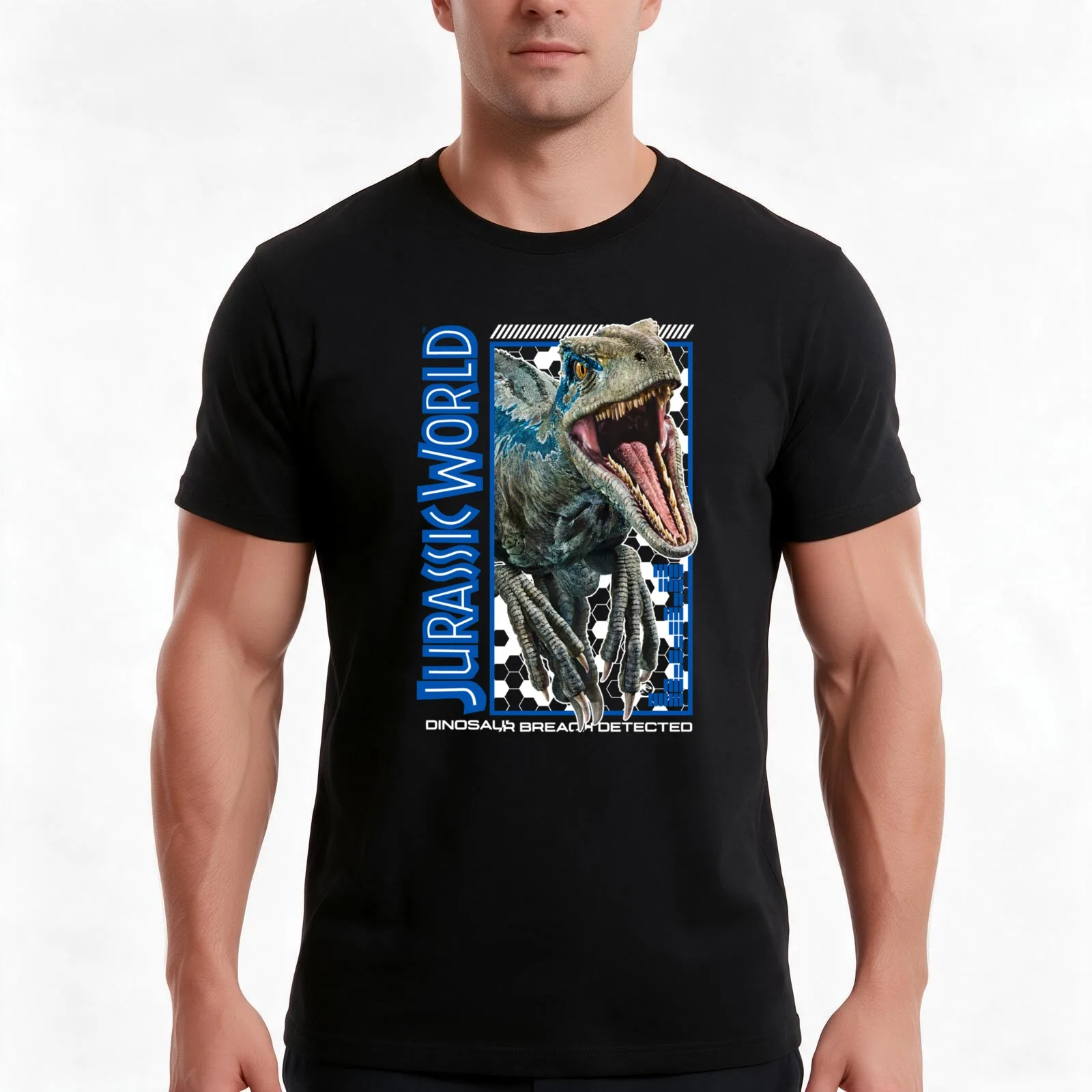 Jurassic World Blue Portrait T-Shirt Summer Casual Cotton Tee Oversized Streetwear Tops Vintage Graphic Print 100% Cotton