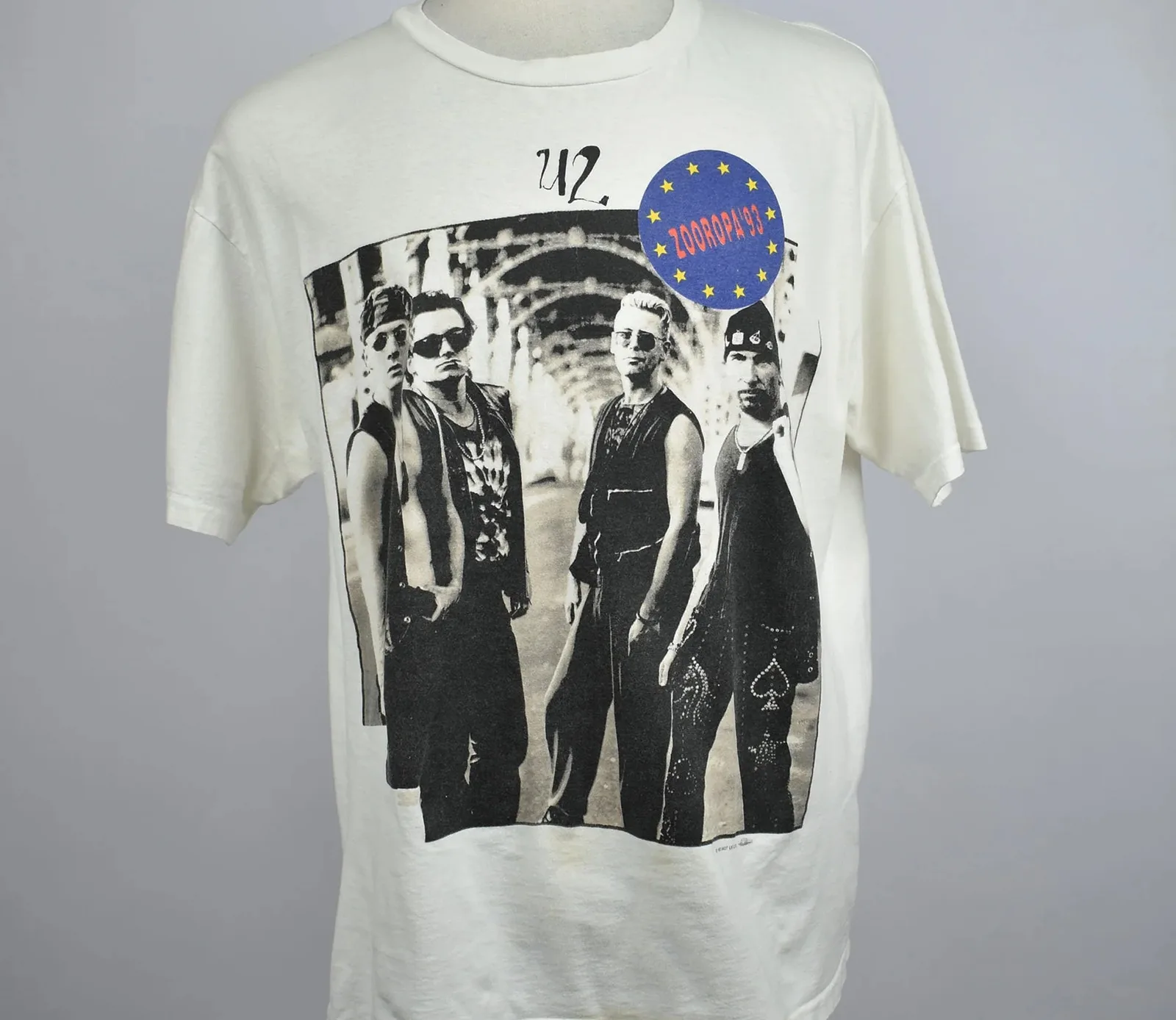 Gaya 1993 U2 Band Zooropa tur kemeja putih klasik uniseks S-5XL KE066