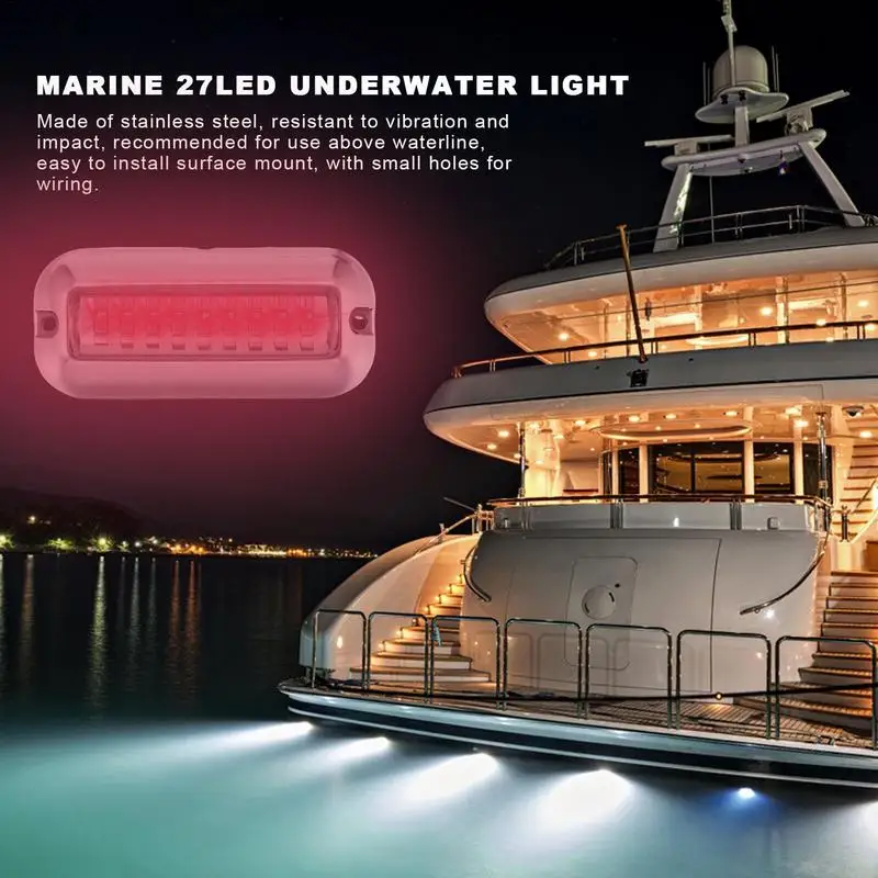 1PCS 27LED Stainless Steel Waterproof Lights Underwater Pontoon For Marine Boat Transom & Light Sailing Lamp 12-24V