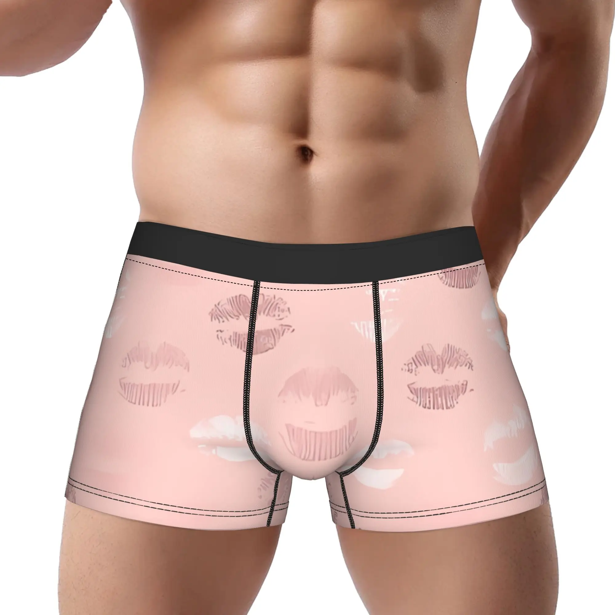 

Трусы с принтом губ Peach Pink Kisses, дышащие трусики, мужское нижнее белье, вентилируемые шорты, боксеры