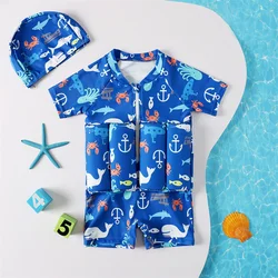 Kids Buoyancy Swimsuit Boy Girl One-piece Swimwear Children Cartoon Print Swimming 2024 New Infant Floating Rash Guards Clothing