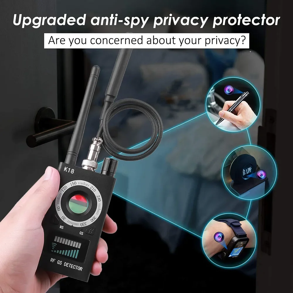 K18 Multi-funzione Anti-Candid Cam Obiettivo Wireless Dispositivo Finder 1MHz-6.5GHz GSM Audio Bug Finder Segnale GPS RF Tracker Rileva