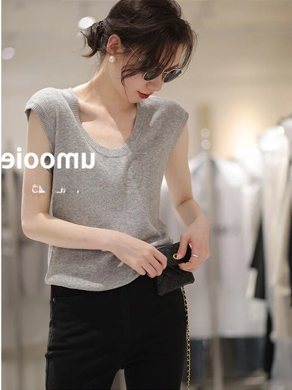 Fashionable Loose U-Neck Short Sleeve T-Shirt Women's Summer Top Korean Style Casual Comfortable plus Size Inner Wear