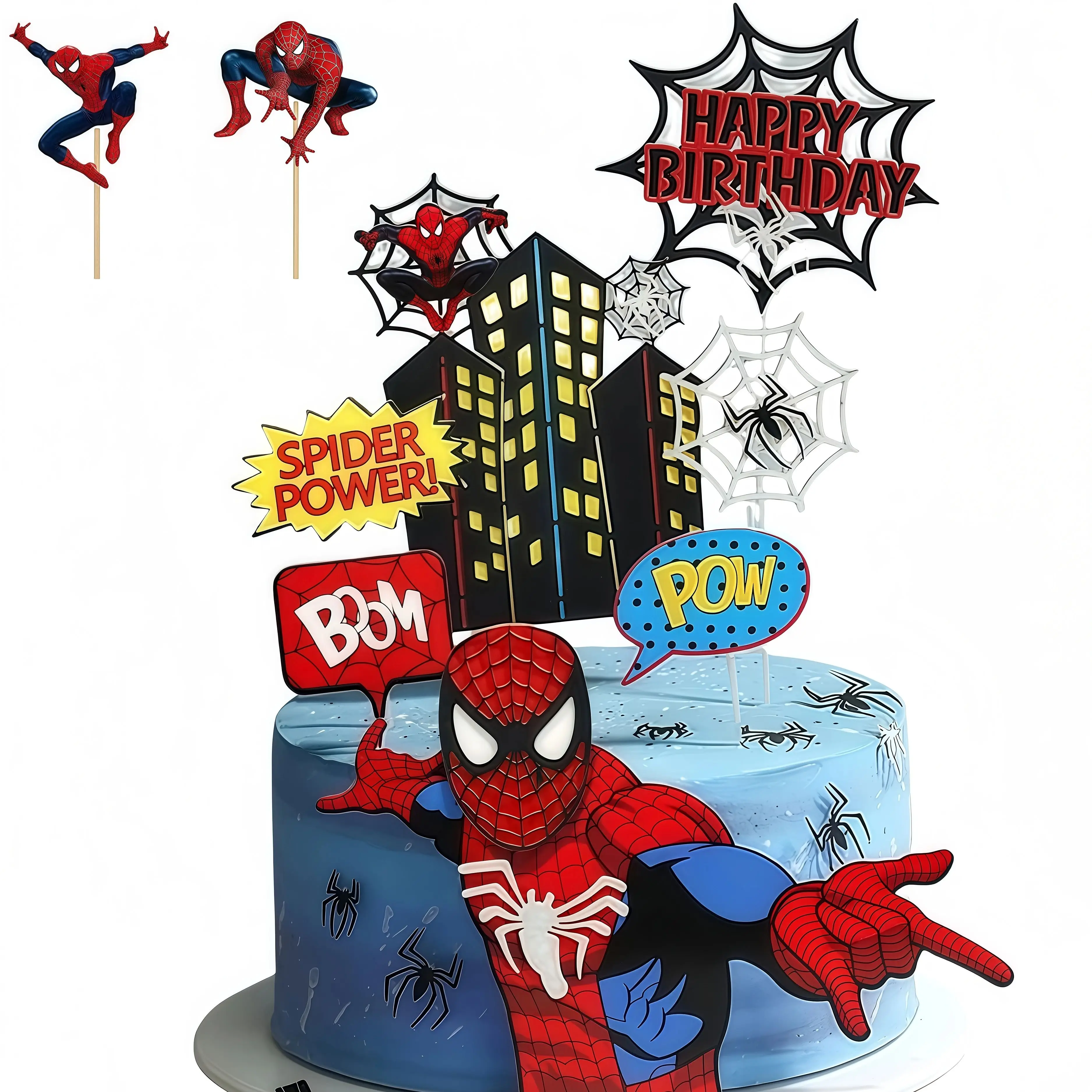 Décoration de gâteau Spiderman, dessin animé, décoration de gâteau d'anniversaire, super-héros pour garçons, décoration de Cupcake pour enfants, réception-cadeau pour bébé, fournitures de fête, cadeau