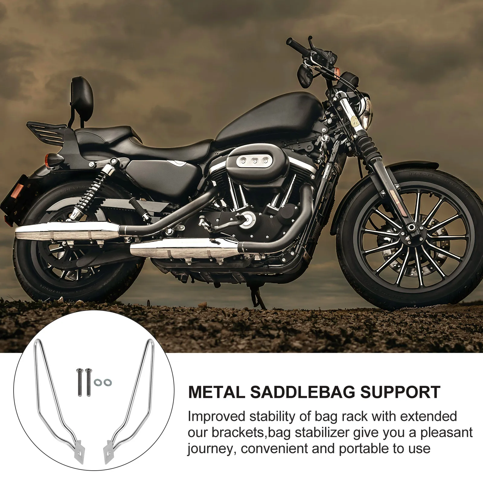

1Set Motorcycle Side Bag Mounting Rack Heavy Duty Metal Saddlebag Support Bracket for Enhanced Luggage Stability and Safe Riding