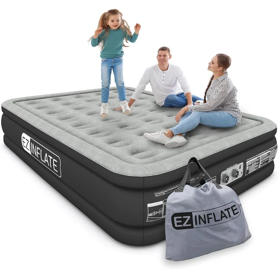 مرتبة قابلة للنفخ مزدوجة الحجم بحجم كينج مع مضخة مدمجة للتخييم والسفر وسرير تفجير محمول مقاوم للماء #1