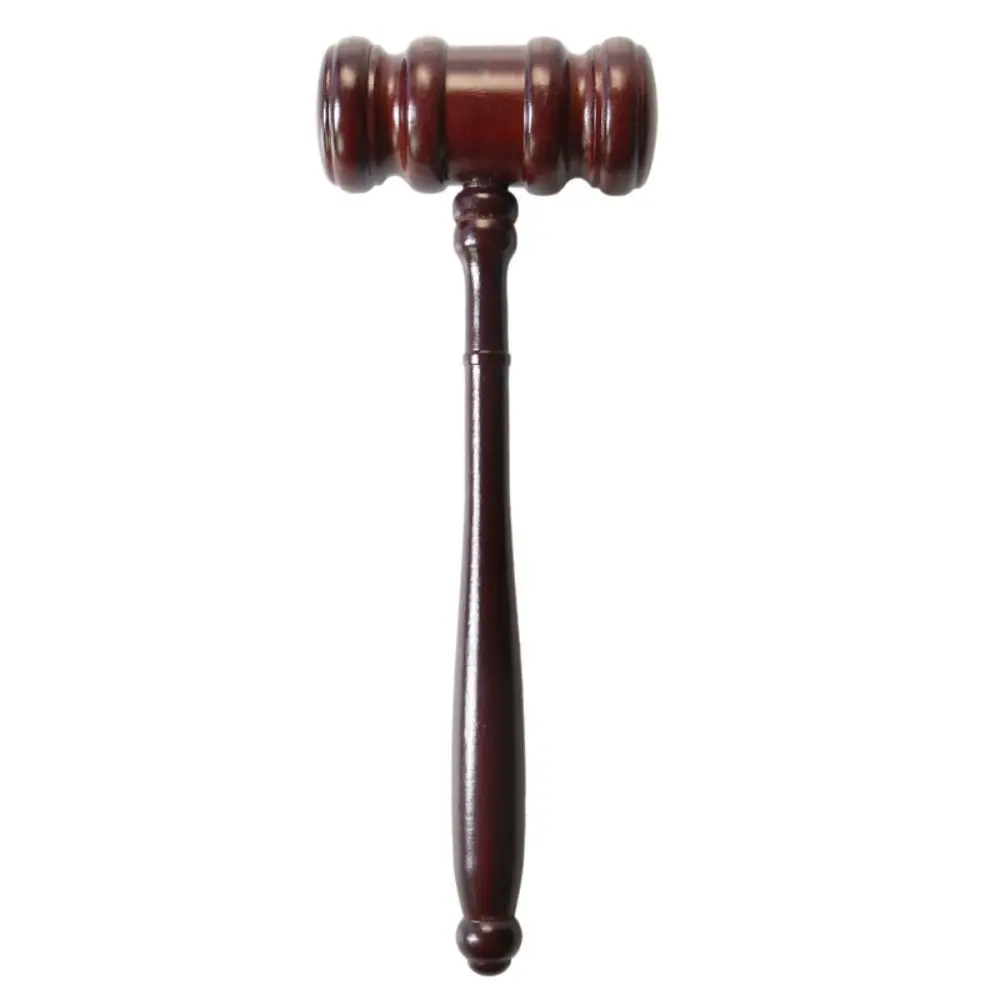 High Quality Wooden Judge Hammer Long Handle with Sound Block Wood Adjudgement Gavel Multi-functional comfortable Grip