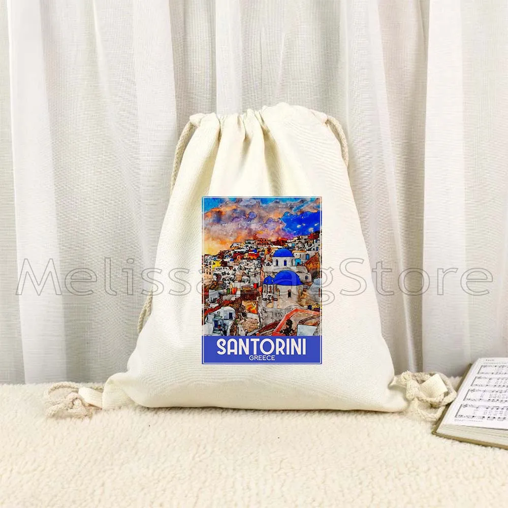 London Pisa Kyiv Rome Santorini Athens Berlin Boston Dubai Dublin Florence Painting Cute Drawstring Bag Soccer Backpack Sackpack