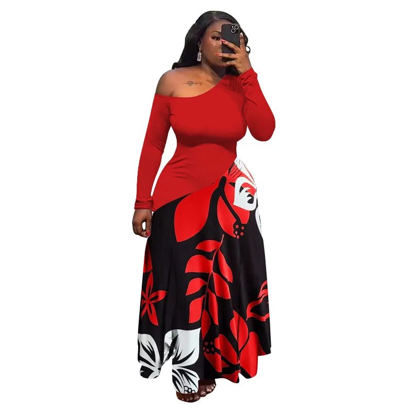 

L-4XL африканские платья больших размеров для женщин, весенняя мода, длинное платье макси из полиэстера с длинными рукавами и принтом Dashiki, африканская одежда