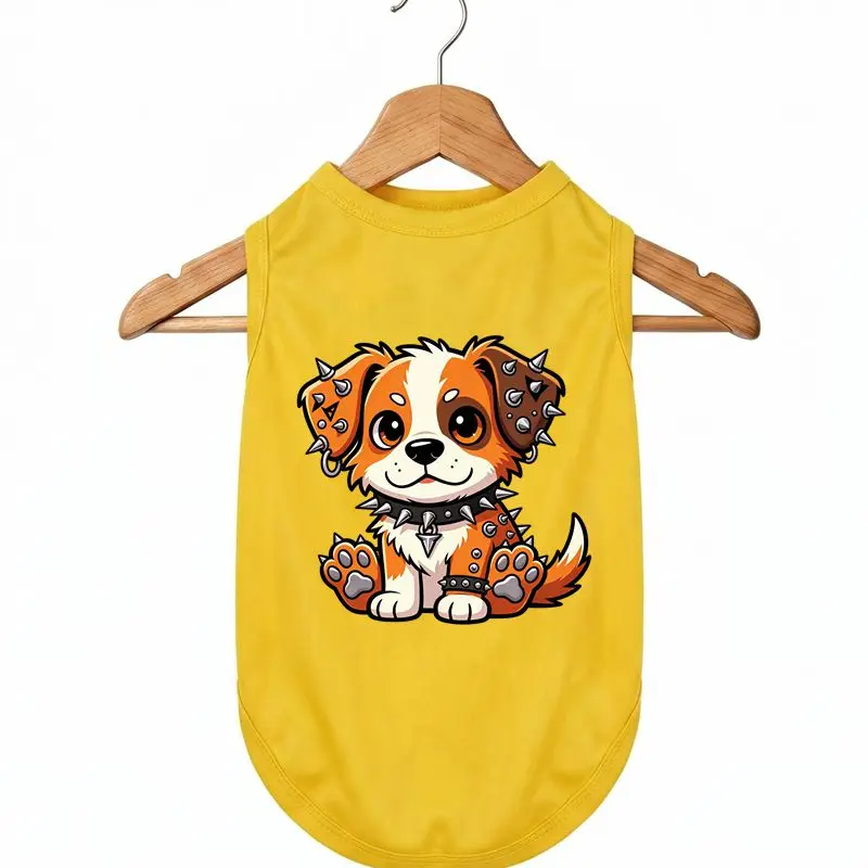 Adorable Pet Dog Vest Summer Breathable Cartoon Puppy Print Fashion Casual Sleeveless Top for Small Medium Dogs