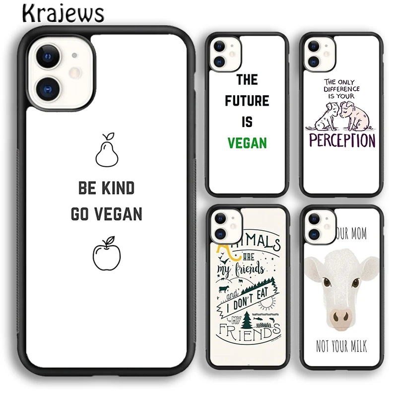 Krajews VEGAN QUOTES LOVE VEGGIE Soft Phone Case Cover For iPhone 16 15 SE2020 14 6 7 8 plus 11 12 13 pro max coque Fundas