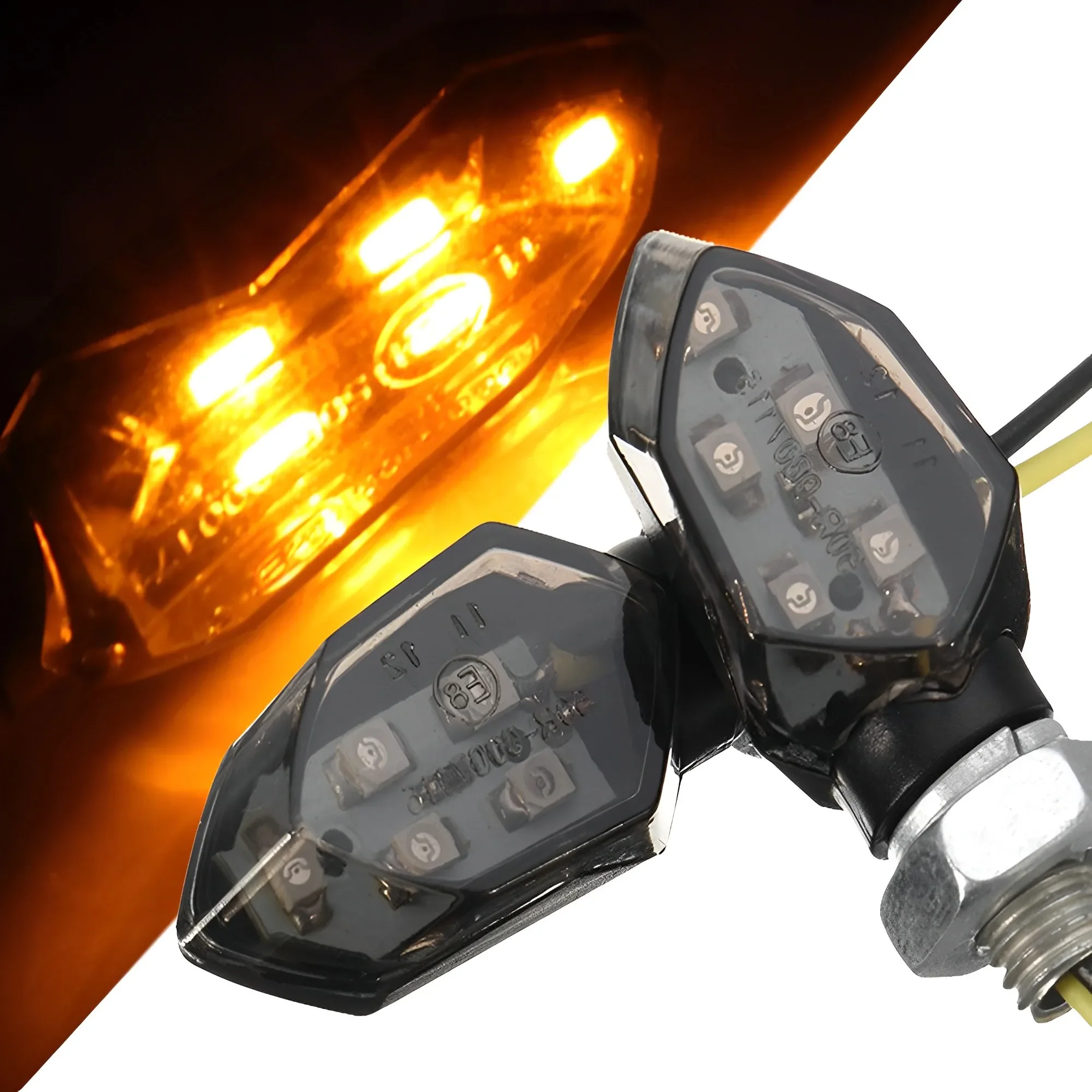 2 Stuks Motorcycle Richtingaanwijzer Rook Lens Indicator Licht 5LED Moto Amber Blinker Indicator Lamp Signaal Licht voor Kawasaki