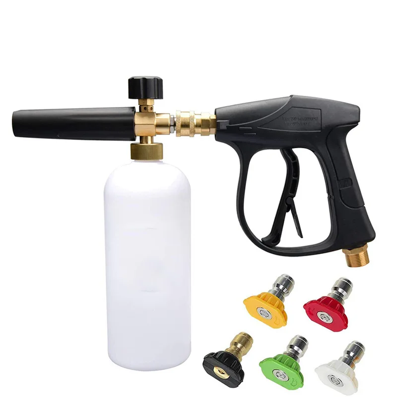 Hochdruckreiniger-Set mit PA-Schaumbehälter, 1/4-Zoll-Schnellanschluss, Universal-Sprühpistole, Haushalts-Schneeschaumkanone, Düse für Autowäsche, Wasserpistole