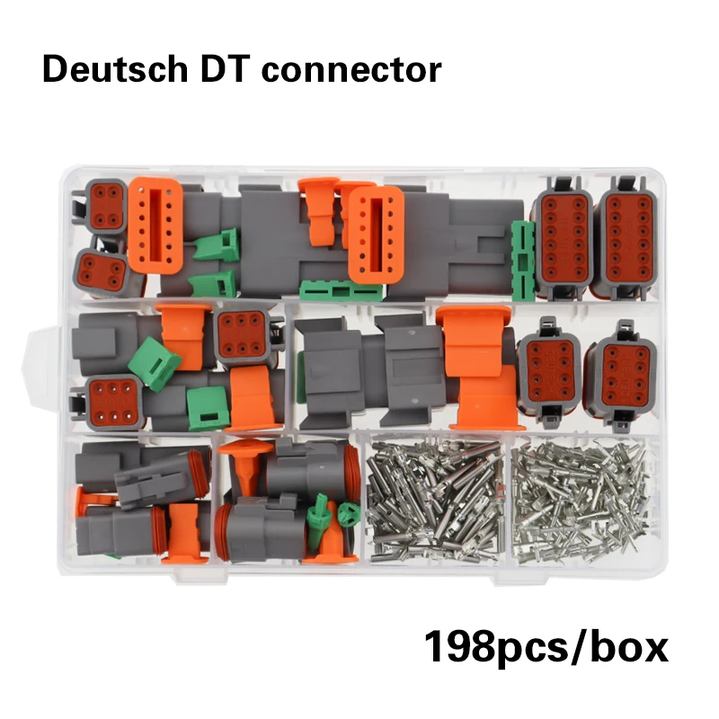 198PCS Deutsch DT Series Waterproof Wire Connector Kit DT06-2S DT04-2P DT04-3P Automotive Sealed Plug DT Connector with Box