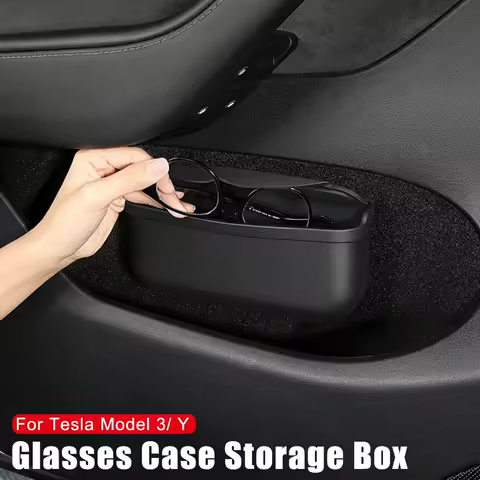 Car Storage Box Sticky Case Glasses Sunglasses Holder Garbage Trash Bin Door Seat Dash Board Accessories For Tesla Model 3 Y