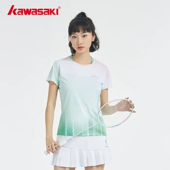 Kawasaki 2023 Spring/Summer Women Sportswear Set Porcelain Series  Short Sleeve Sports Leisure Badminton Shirt Women Clothing