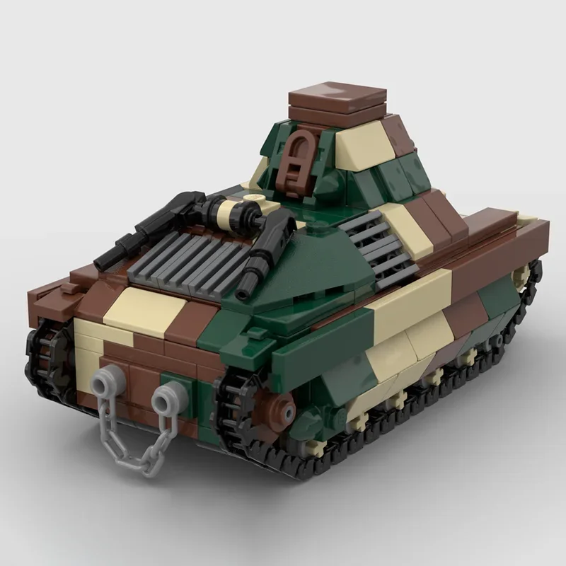 Prachtig nieuw product MOC-bouwsteen Franse tank uit de Tweede Wereldoorlog FCM 36-technologie Modulair kinderspeelgoedcadeau DIY-montageset