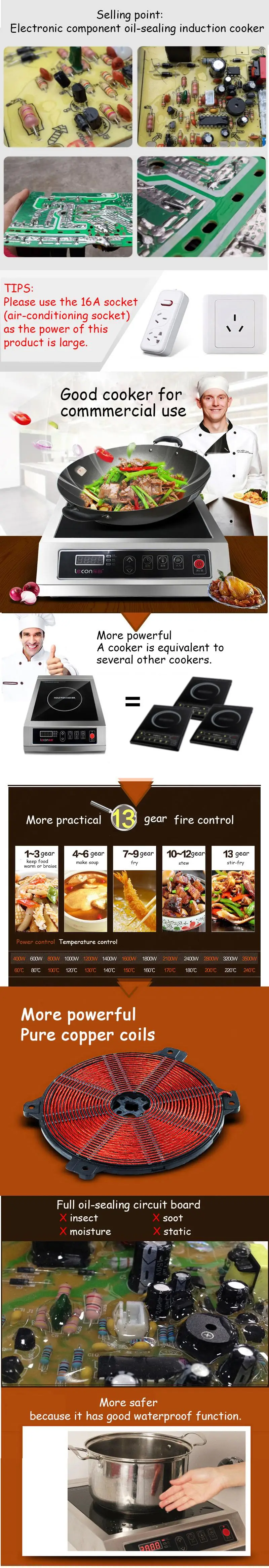 3500W Commercial Induction Cooker High Power Induction Cooker Industrial Induction Cooker Hotel Stove Furnace