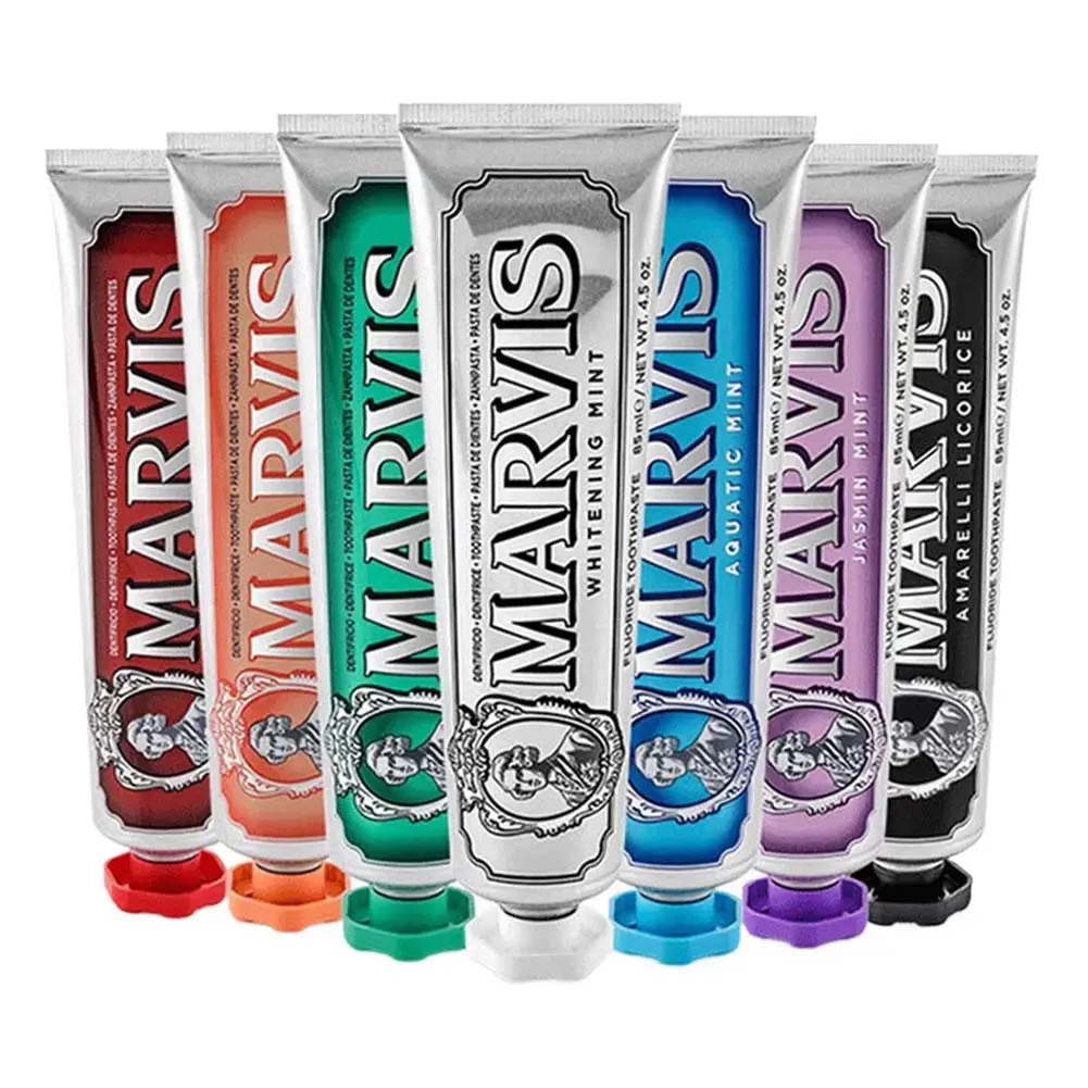 1Pcs 85ml Italy Original Marvis Whitening Mint Freshen Breath and Remove Smoke Stains Toothpaste