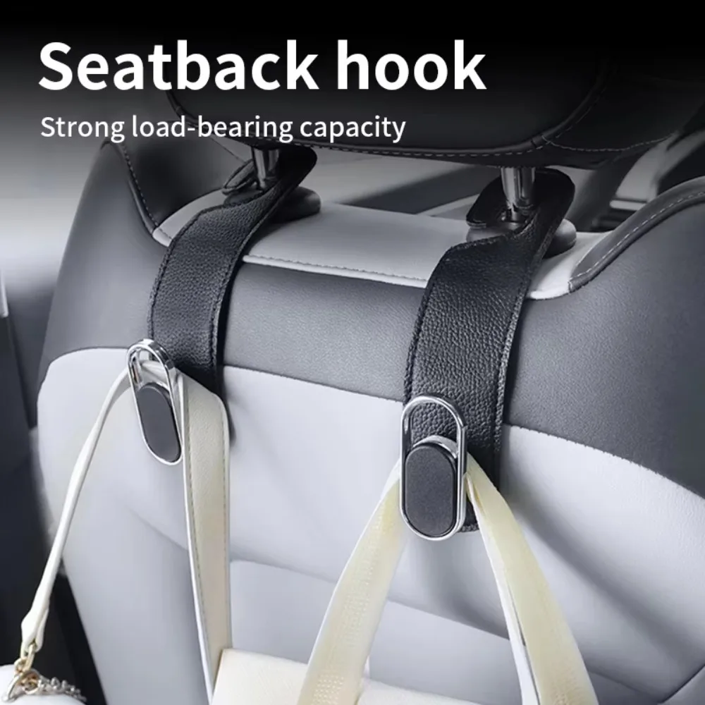 New Leather Car Seat Hook Double Hooks Multi-functional Headrest Hanger Hidden Strong Load-Bearing Seat Back Hook Vehicles