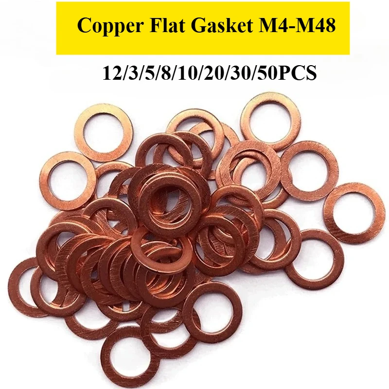 

M5 M6 M8 M10 M16 M20 M24 M48 Sump Plug Auto Gasket Copper Washer Seal Ring Set Oil Drain Kit Car Engine Auto Parts Accessories