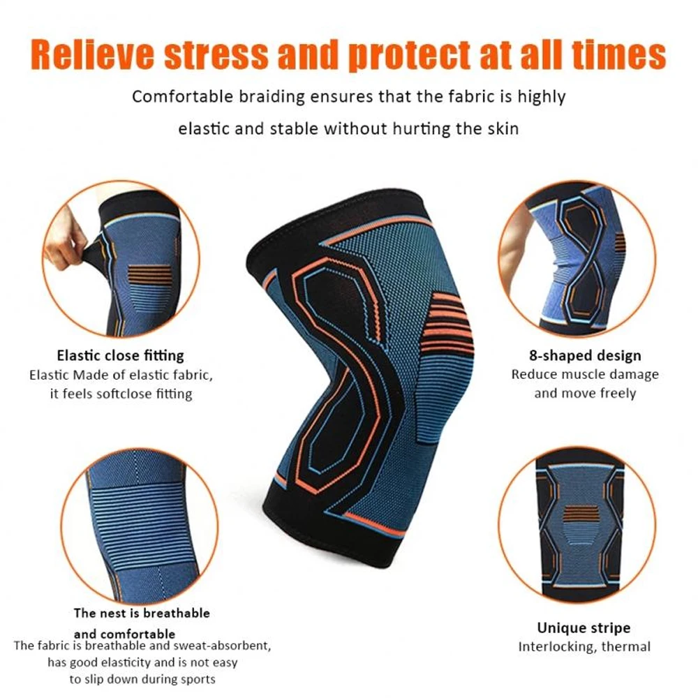 Compression Knee Brace Workout Knee Support for Joint Pain Relief Running Biking Basketball Knitted Knee Sleeve for Adult Teens