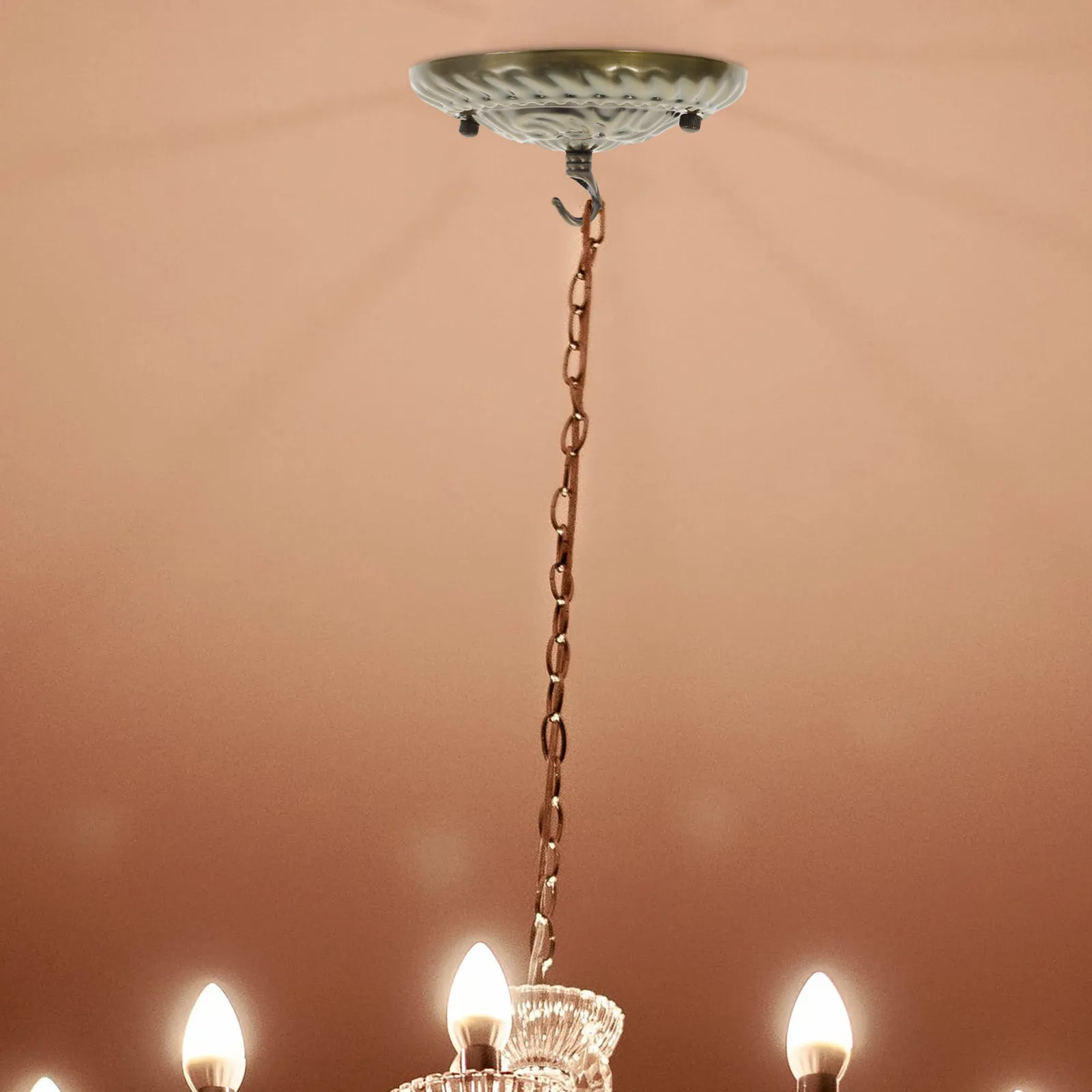 Retro Iron Chandelier Hook Ring with Ceiling Canopy Mounting Plate for Pendant Light Fixture Cover