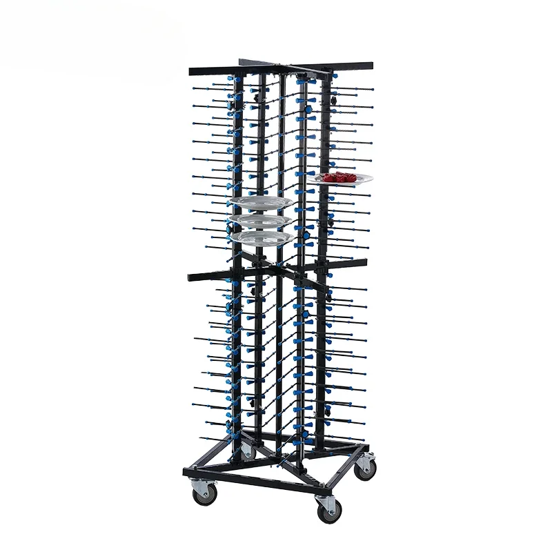 

80 Dish Food Preparation Trolley Commercial Kitchen Equipment Mobile Plate Rack For Catering