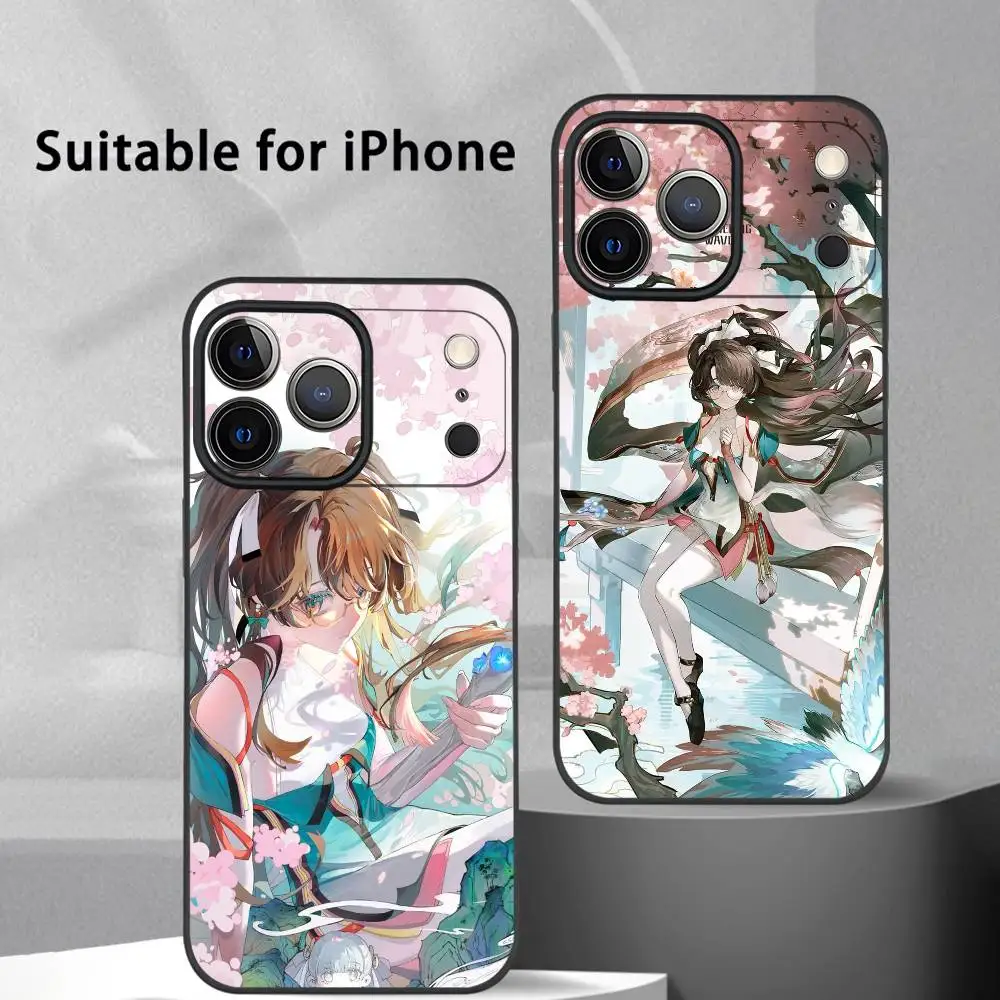 حافظة هاتف Zhezhi Wuthering Waves لهاتف آيفون 17 16 15 14 13 12 11 Pro Max Plus Mini Black Frosted Soft Shell Funda #2