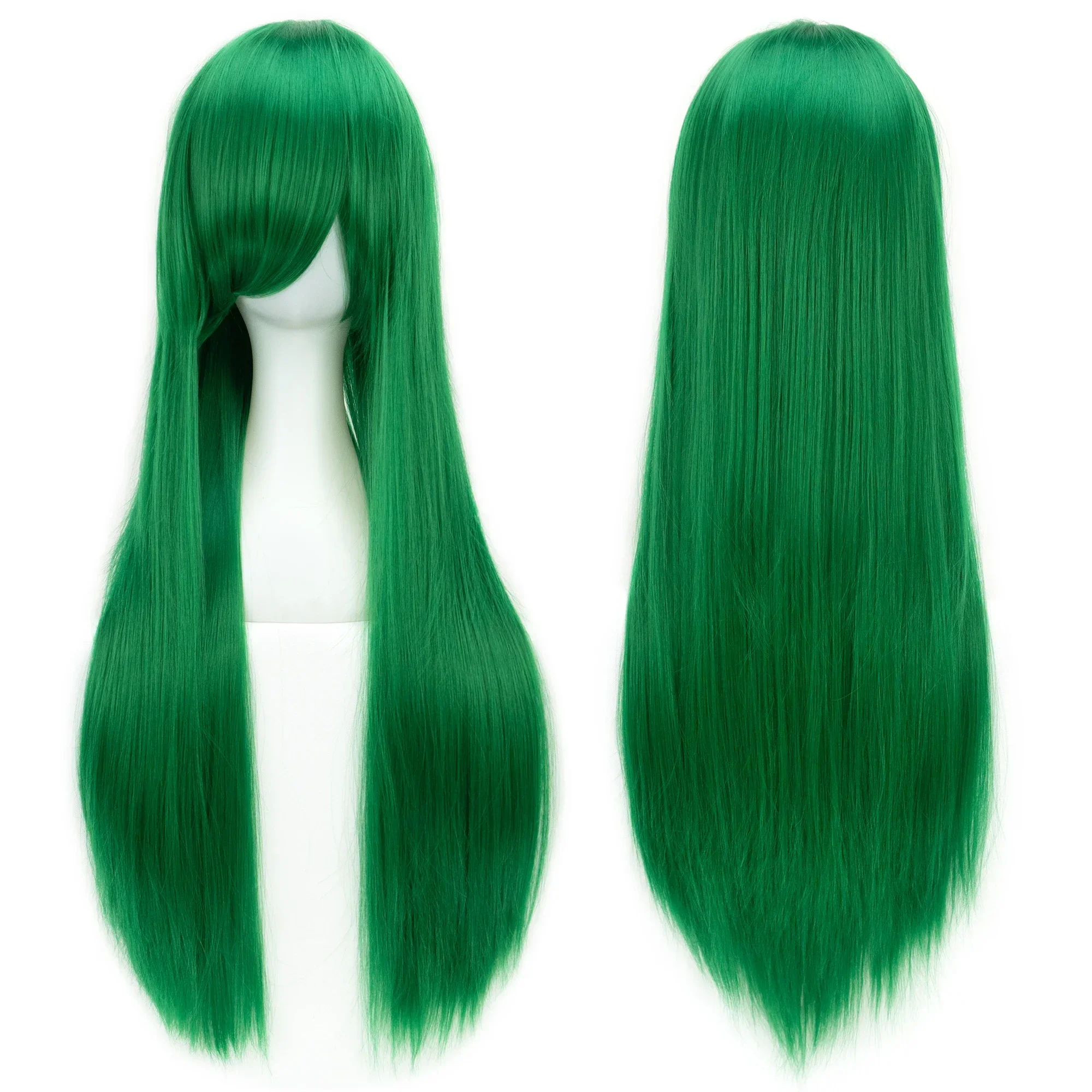 80Cm Lang Synthetisch Haar Vrouwen Blauwe Pruik Bordeauxrood Grijs Steil Party Hair Cosplay Pruiken Vals Haar Groene Pruiken