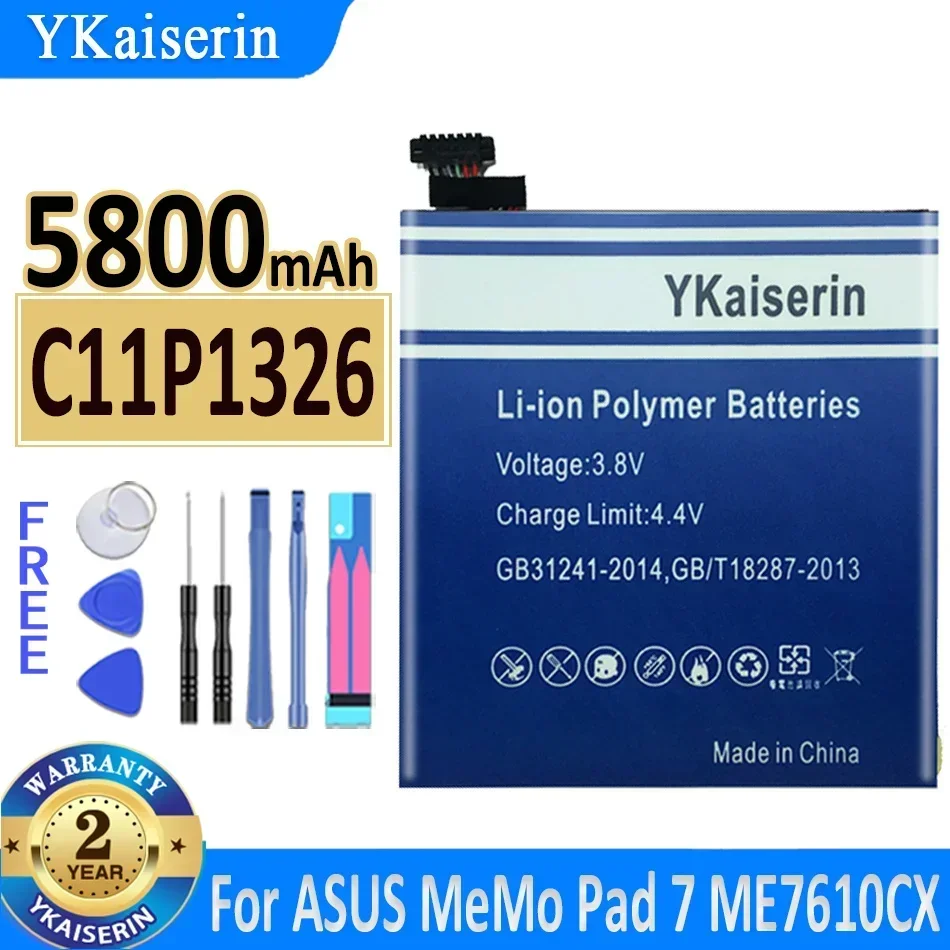 

5800mAh YKaiserin Battery C11P1326 for ASUS MeMo Pad 7 Pad7 ME7610C ME7610CX ME176C ME176CX Bateria